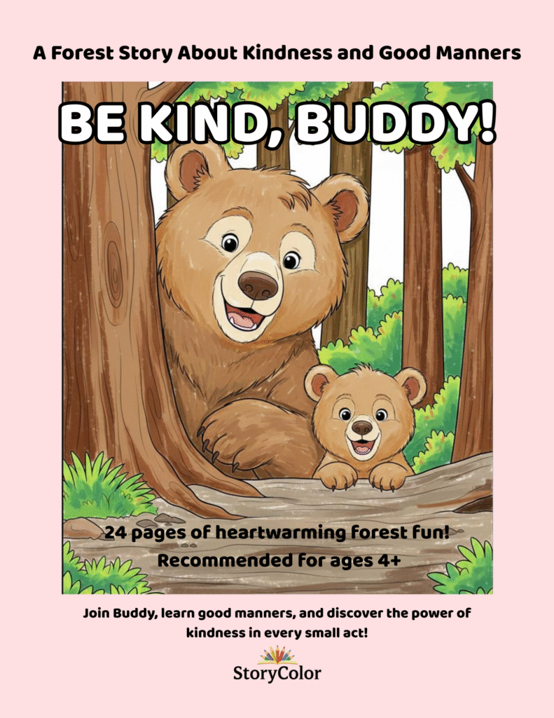 Why Kids Struggle With Kindness (And How Stories Help) Kindness story-based coloring book for kids with Buddy and animal friends