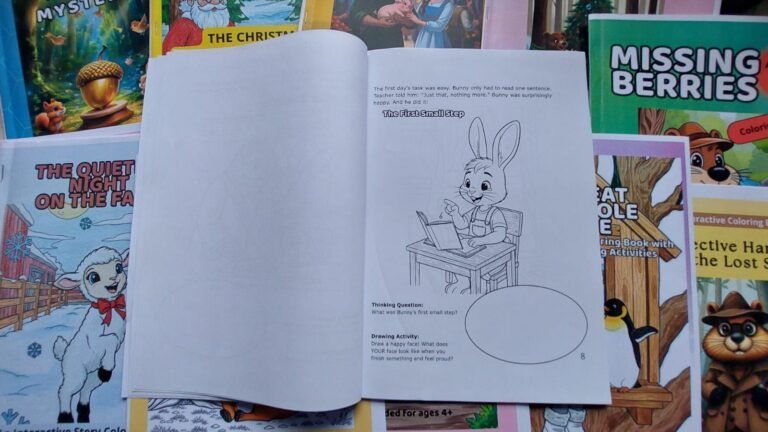Bunny character from a growth mindset coloring book learning to take small steps