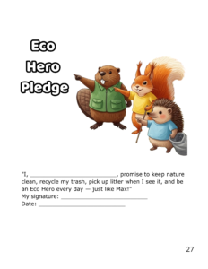 Eco Hero Pledge page from Adventure in the Eco Forest coloring book