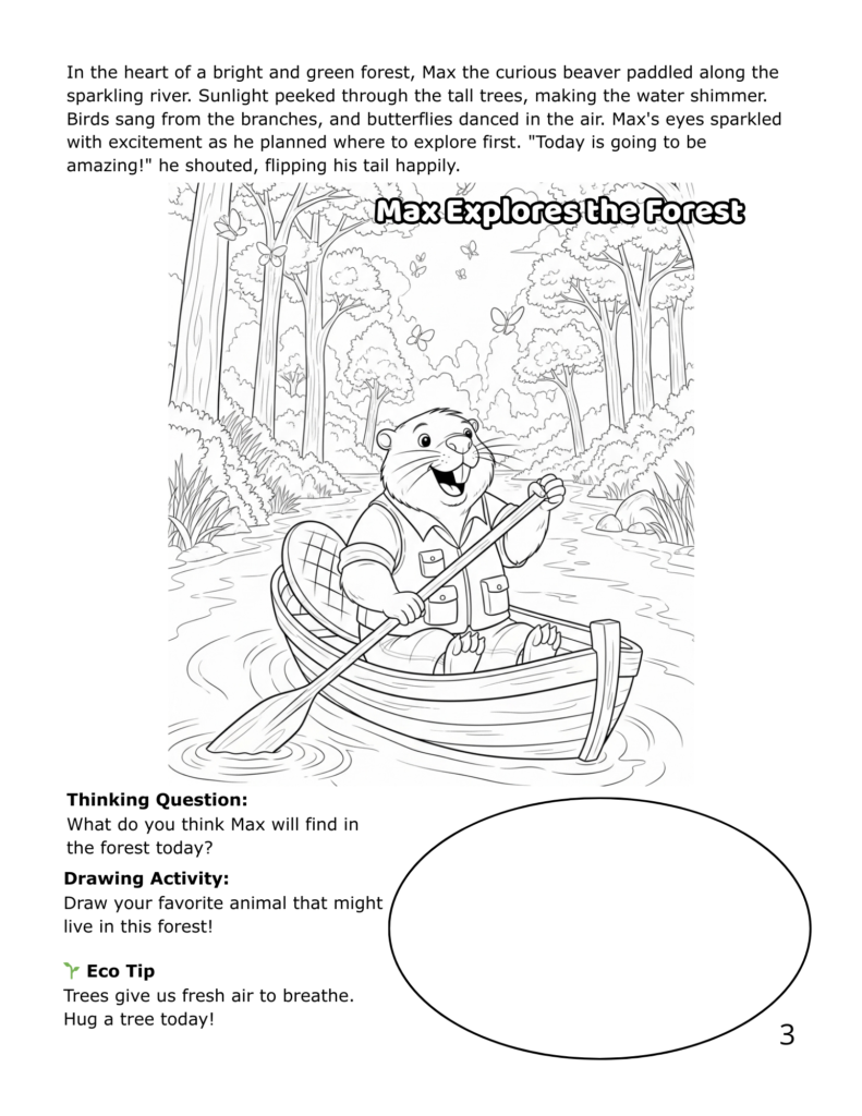 🌱 adventure in the eco forest – interactive eco story coloring book for kids ages 4 8