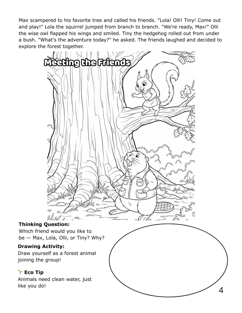 🌱 adventure in the eco forest – interactive eco story coloring book for kids ages 4 8