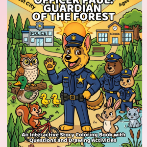 Home Officer Paul: Guardian of the Forest interactive story coloring book cover for kids ages 4-8 by StoryColor.